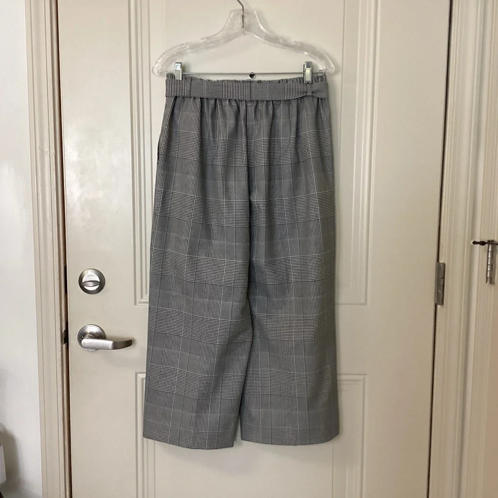 J. Crew Black White Houndstooth High-Waisted Wide-Leg Cropped Pants 6 EUC $109 - Picture 5 of 12